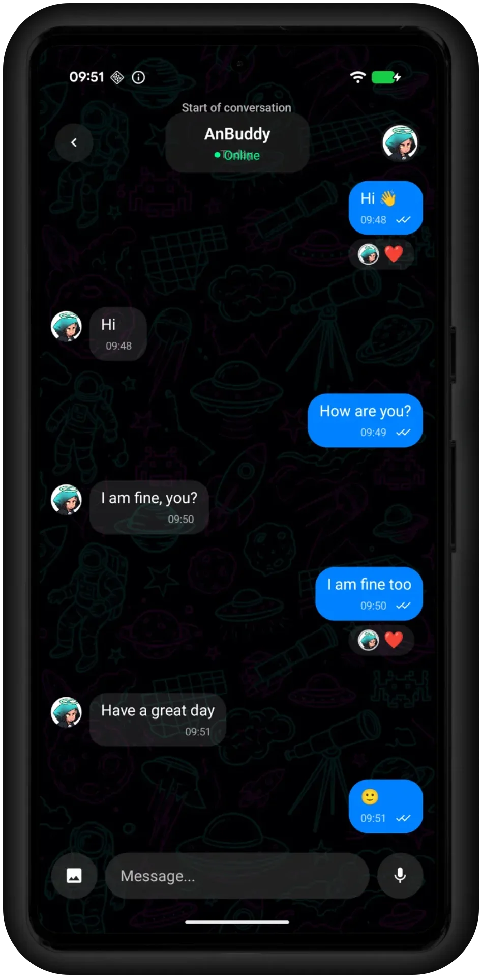 An encrypted AnChat conversation